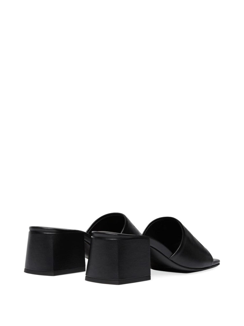 Courrèges Square Open Toe Black Sandals