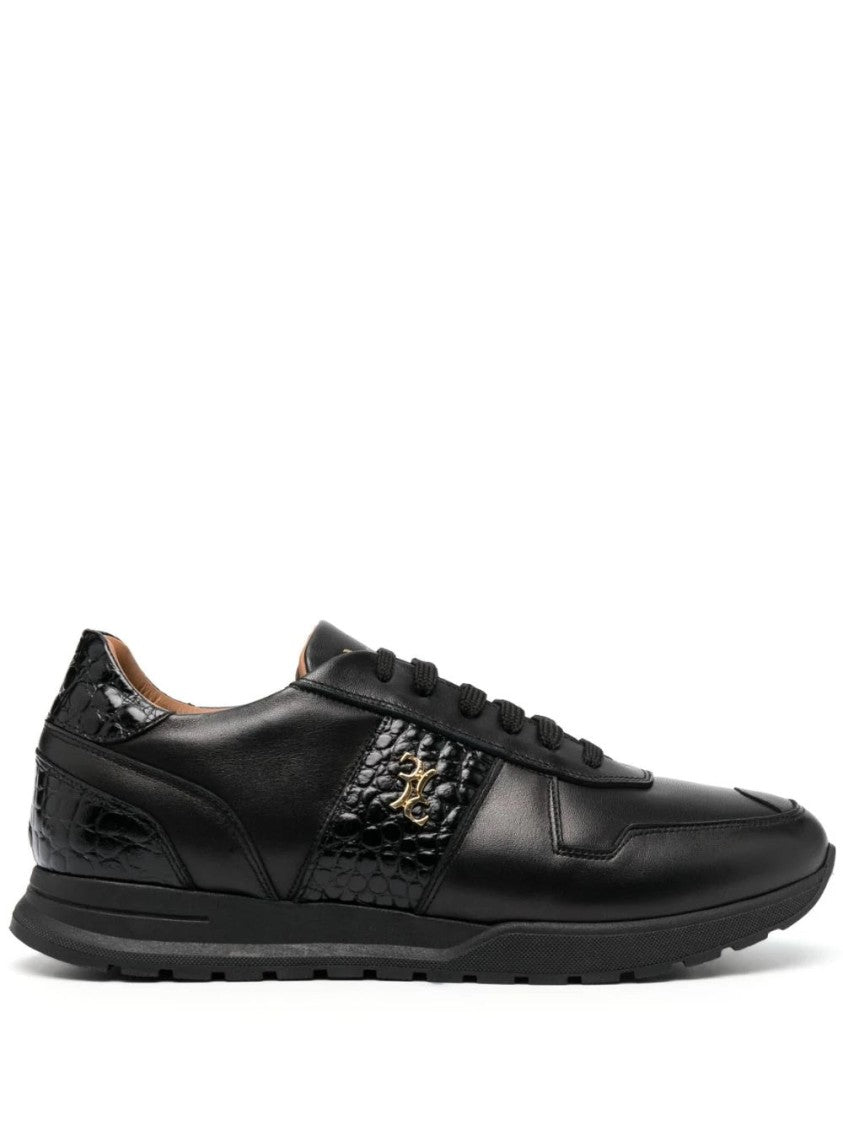 Billionaire Boys Club Black Leather Lo-Top Sneakers With Textured Finish
