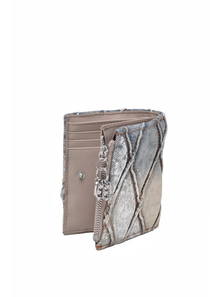 Diesel Textured Denim Wallet With Quilted Design