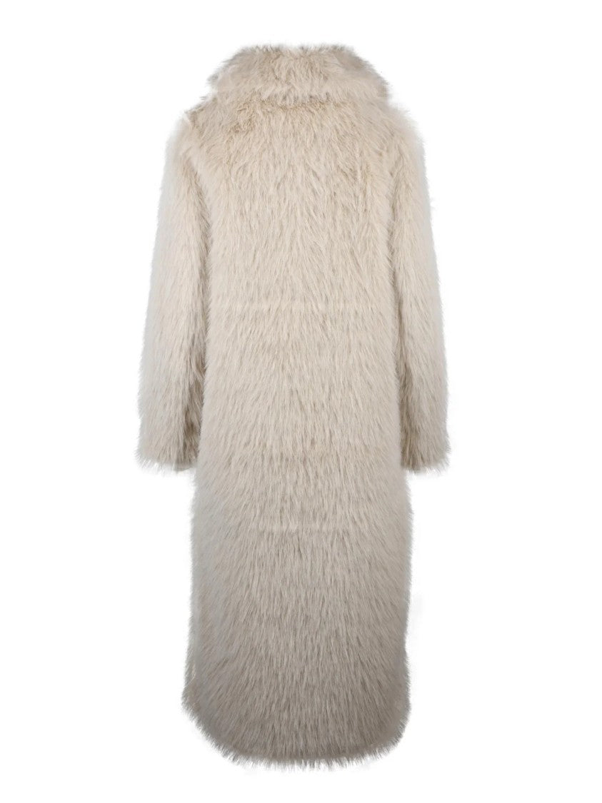 Semi Couture White Polyester Faux Fur Coat