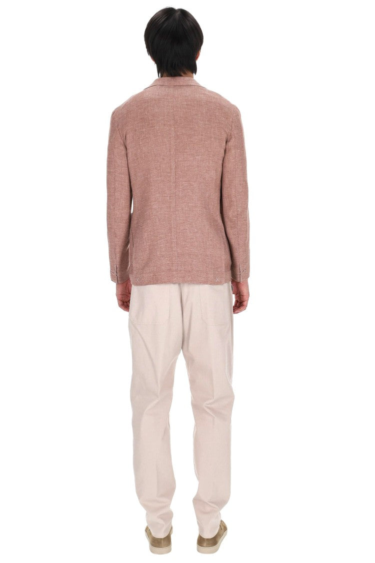 Eleventy Cross-Ply Salmon Linen-Wool-Silk Blazer