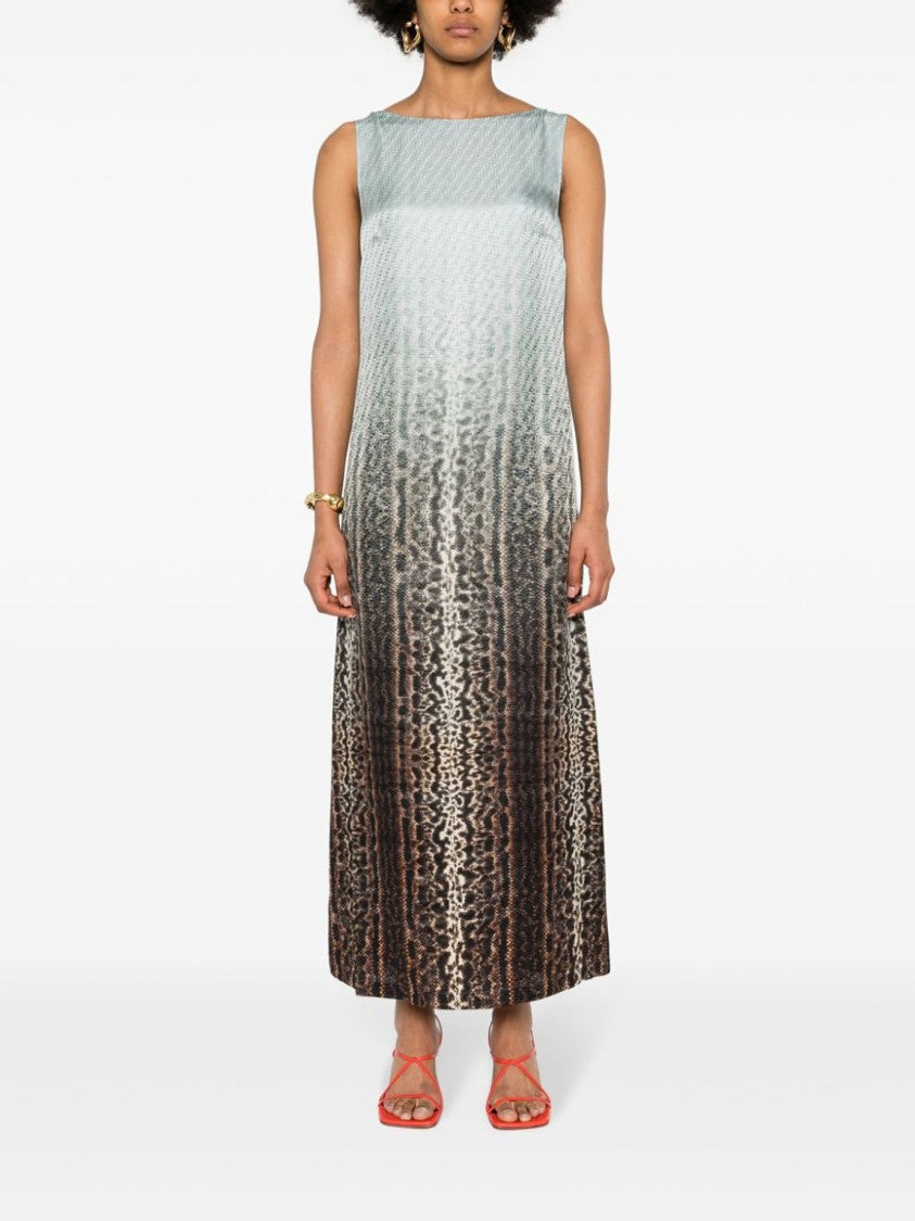 Fendi Silk Midi Dress With Gradient Design