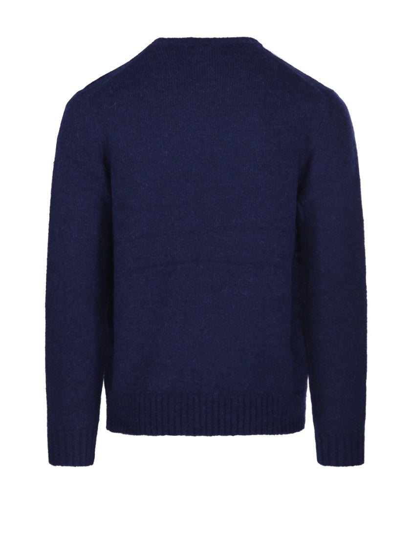 Polo Ralph Lauren Textured Blue Turtleneck Sweater With Ribbed Hem