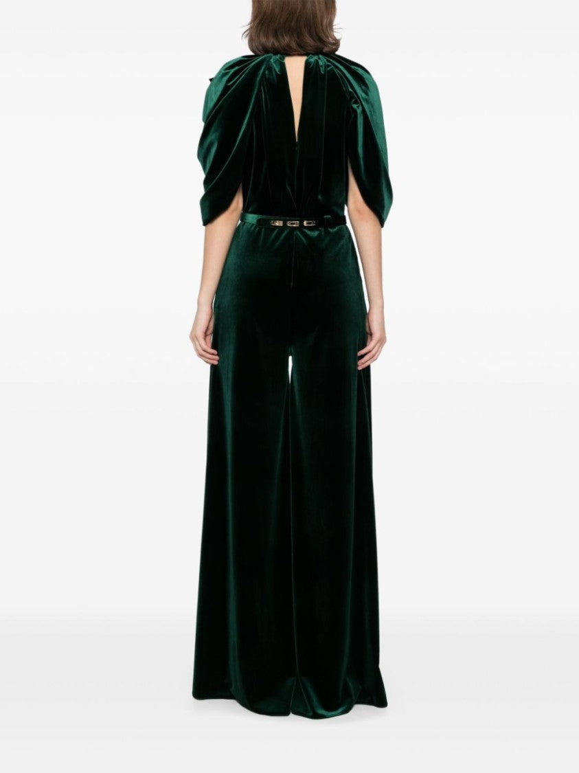 Saiid Kobeisy Jet Black Velvet Jumpsuit