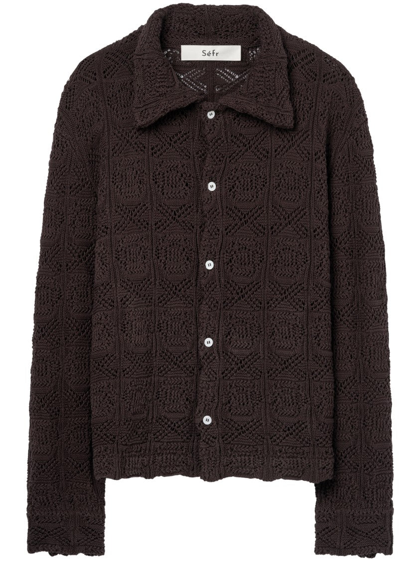 Séfr Textured Open-Knit Shirt With Geometric Pattern