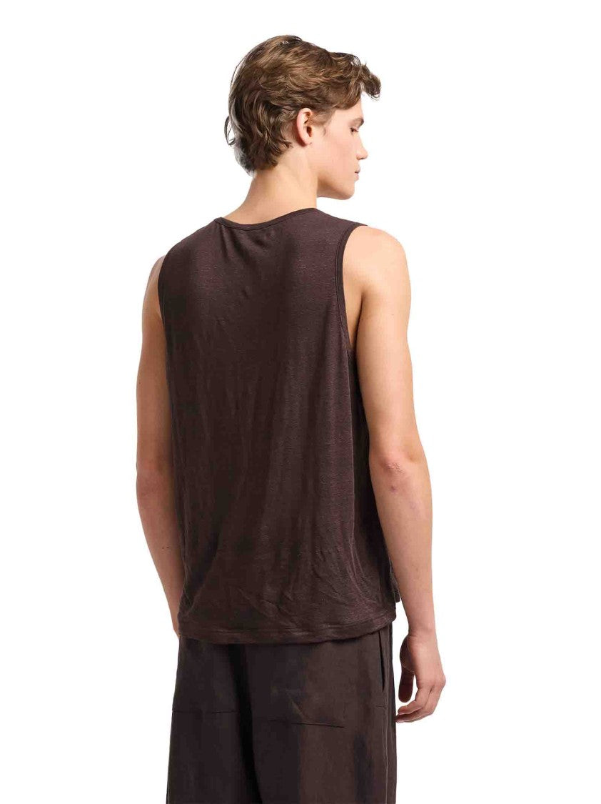 Emporio Armani Stretch Linen Crew Neck Tank Top