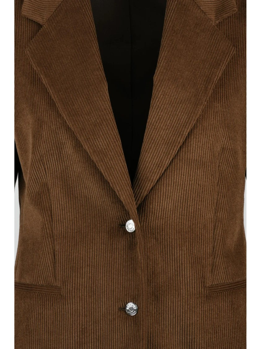 Mo5ch1no Jeans Velvet Corduroy Jacket With Classic Lapel And Elbow Patches