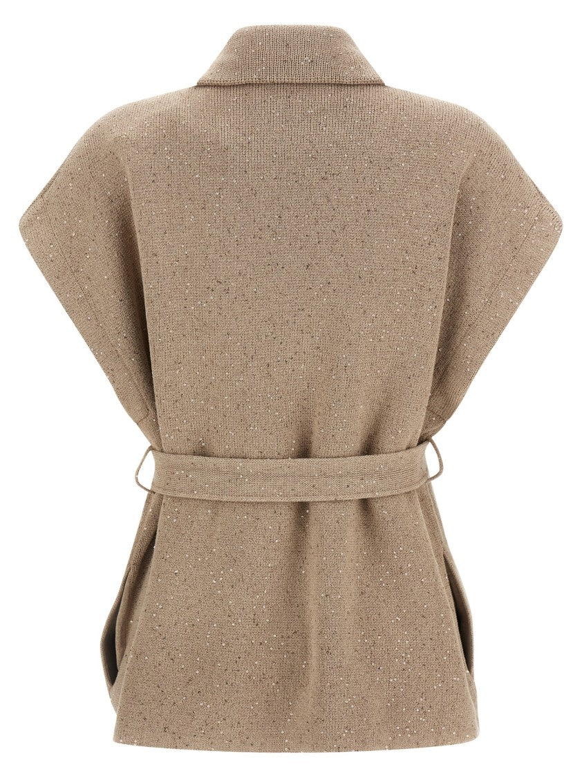 Brunello Cucinelli 'Diamante' Sequin Cotton Knit Vest
