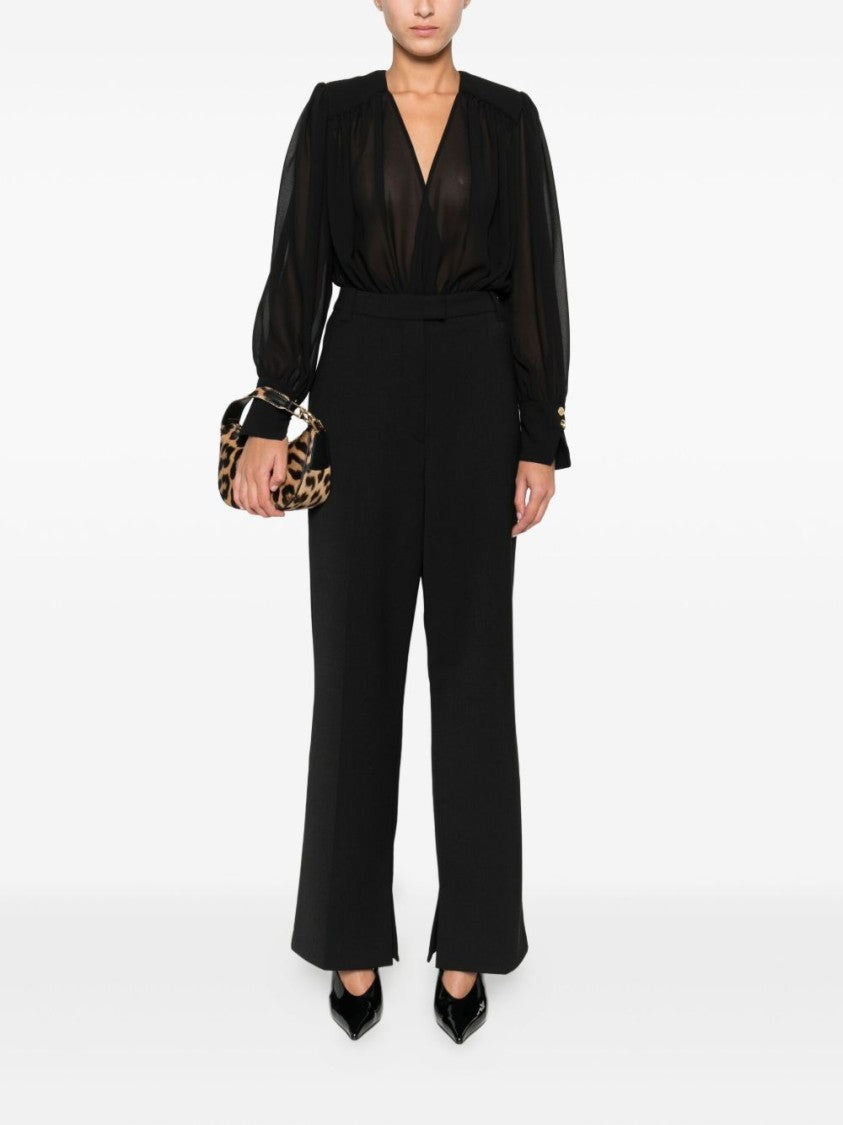 Elisabetta Franchi Black Bodysuit Shirt With Deep V-Neckline