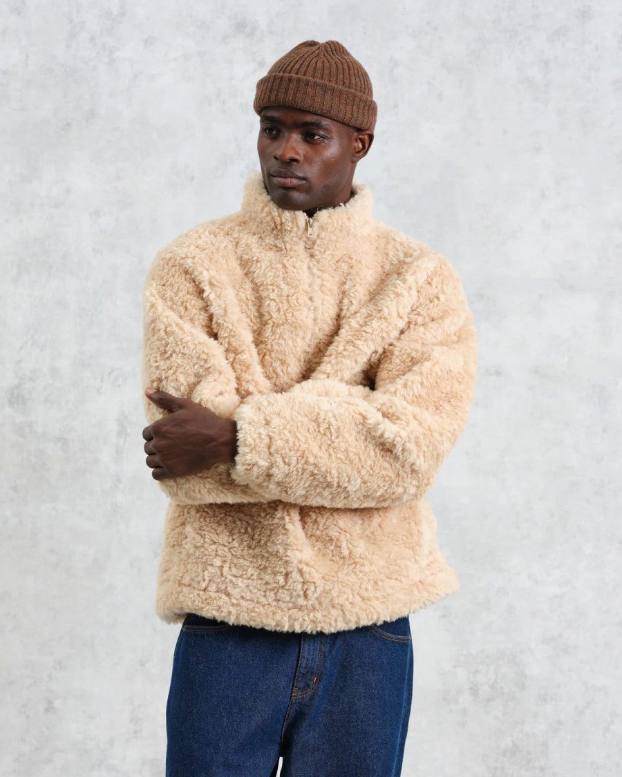 Wax London Recycled Sherpa Fabric Boxy-Fit Funnel Neck Jacket