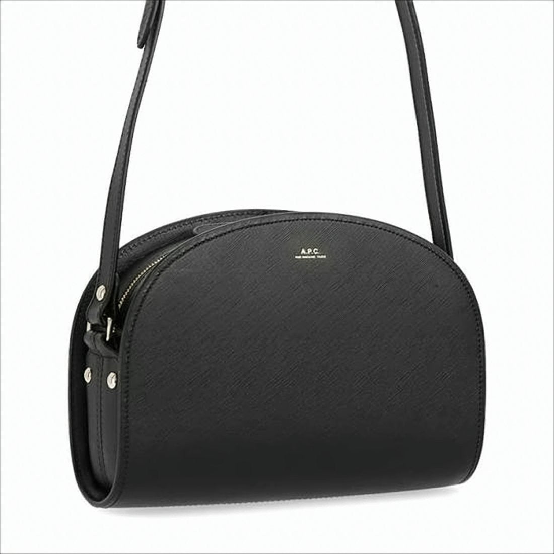 A.P.C. Structured Black Leather Shoulder Bag