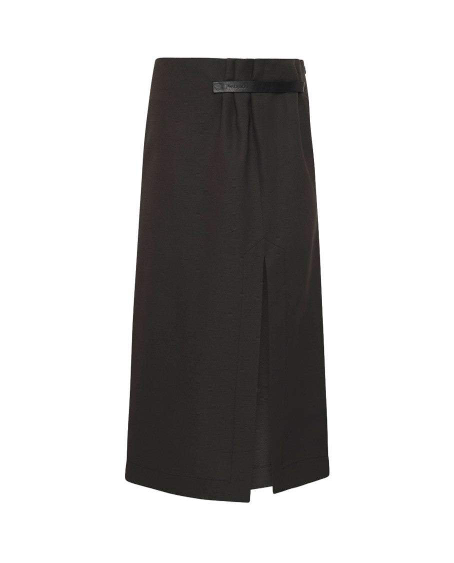 J. W. Anderson Long Slit Skirt With Strap Detail And Leather Logo
