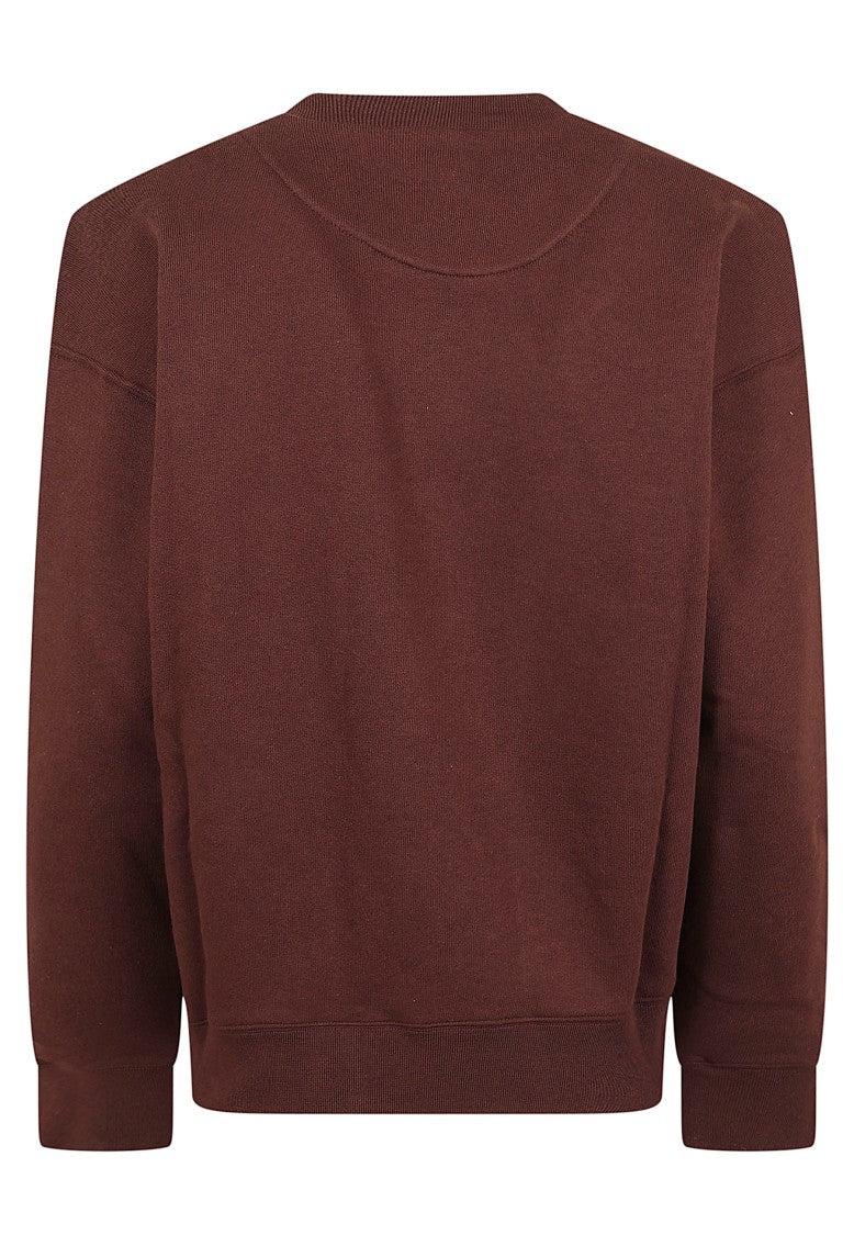 Etro Cropped Brown Crew Neck Sweatshirt With Bold Yellow Graphic