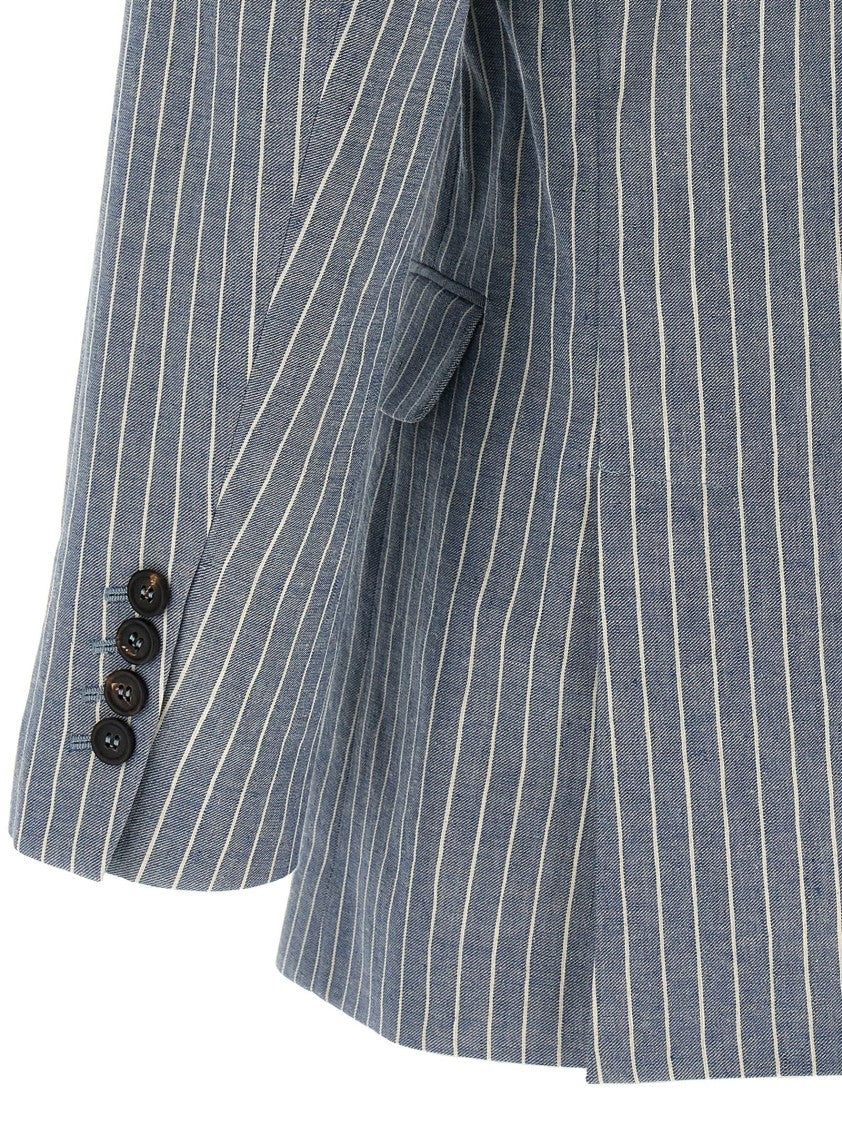 Brunello Cucinelli Pinstriped Linen Hemp Twill Blazer