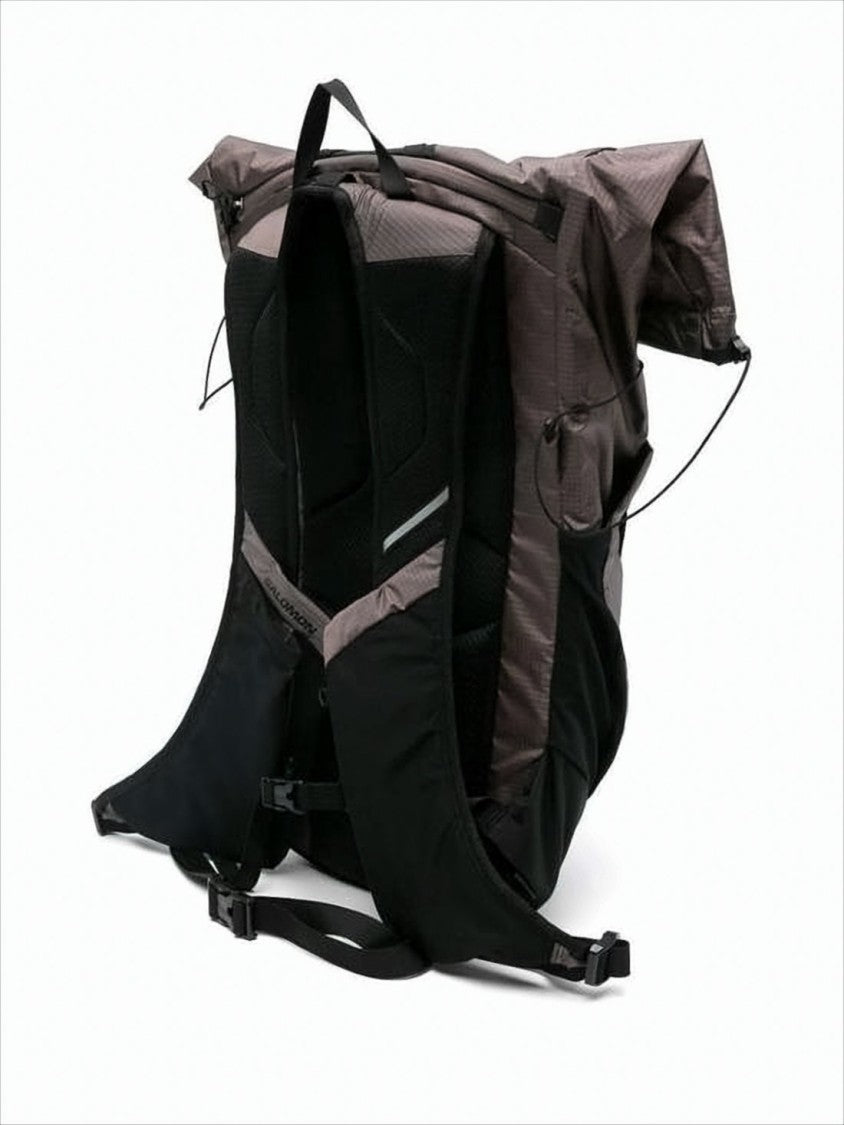 Salomon Roll-Top Grey Polyamide Backpack With Padded Straps
