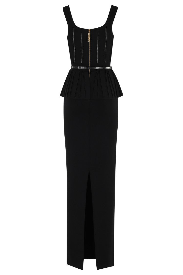 Elisabetta Franchi Knitted Black Maxi Dress