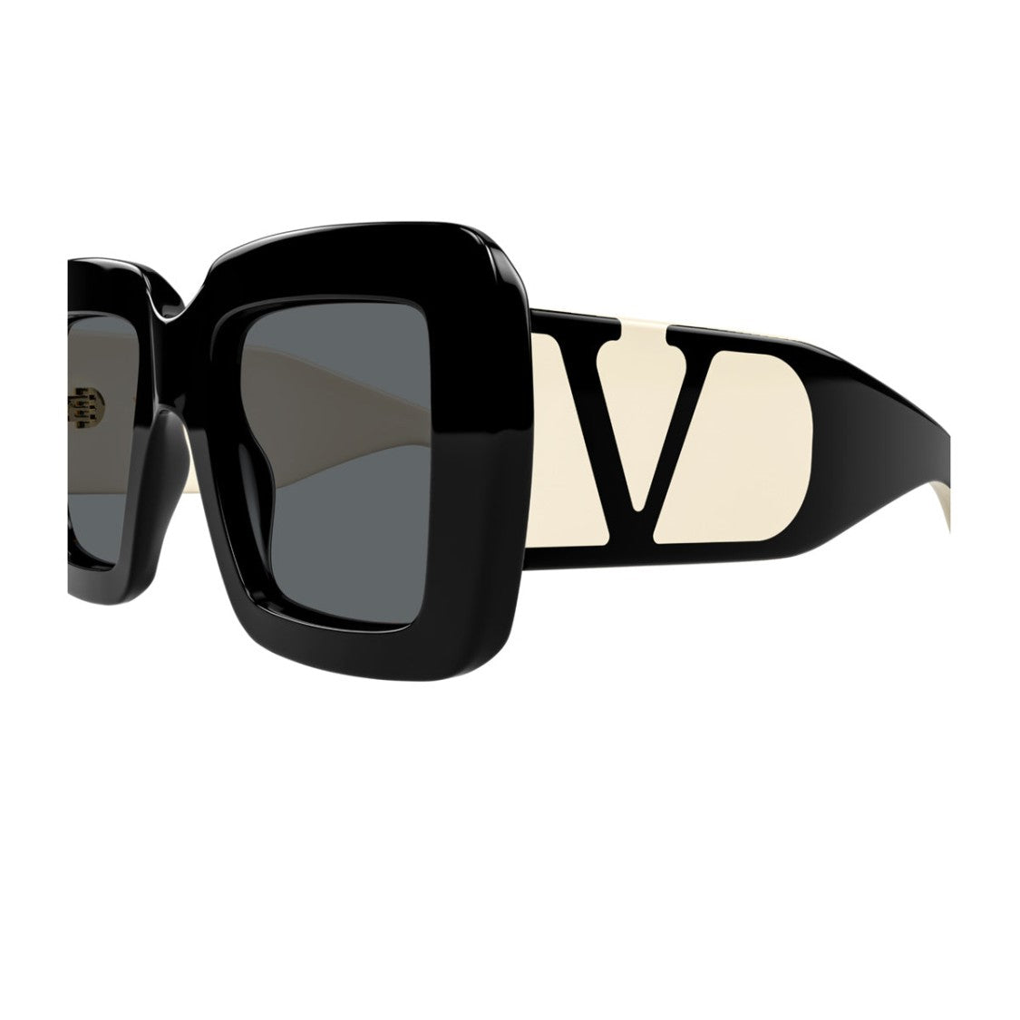 Valentino Black Ivory Grey Linea V Logo Vg0056s Square Sunglasses