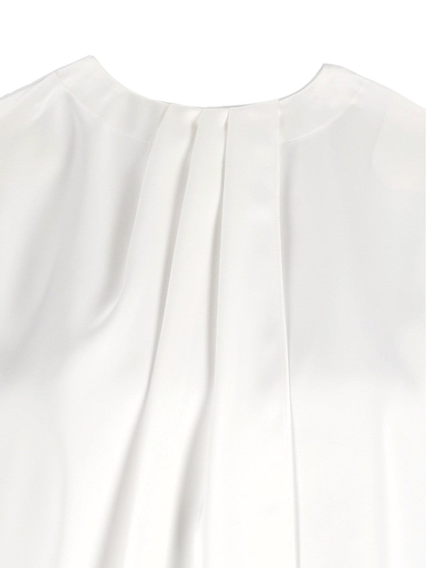 Emporio Armani White Cap-Sleeve Pleated Tank Top