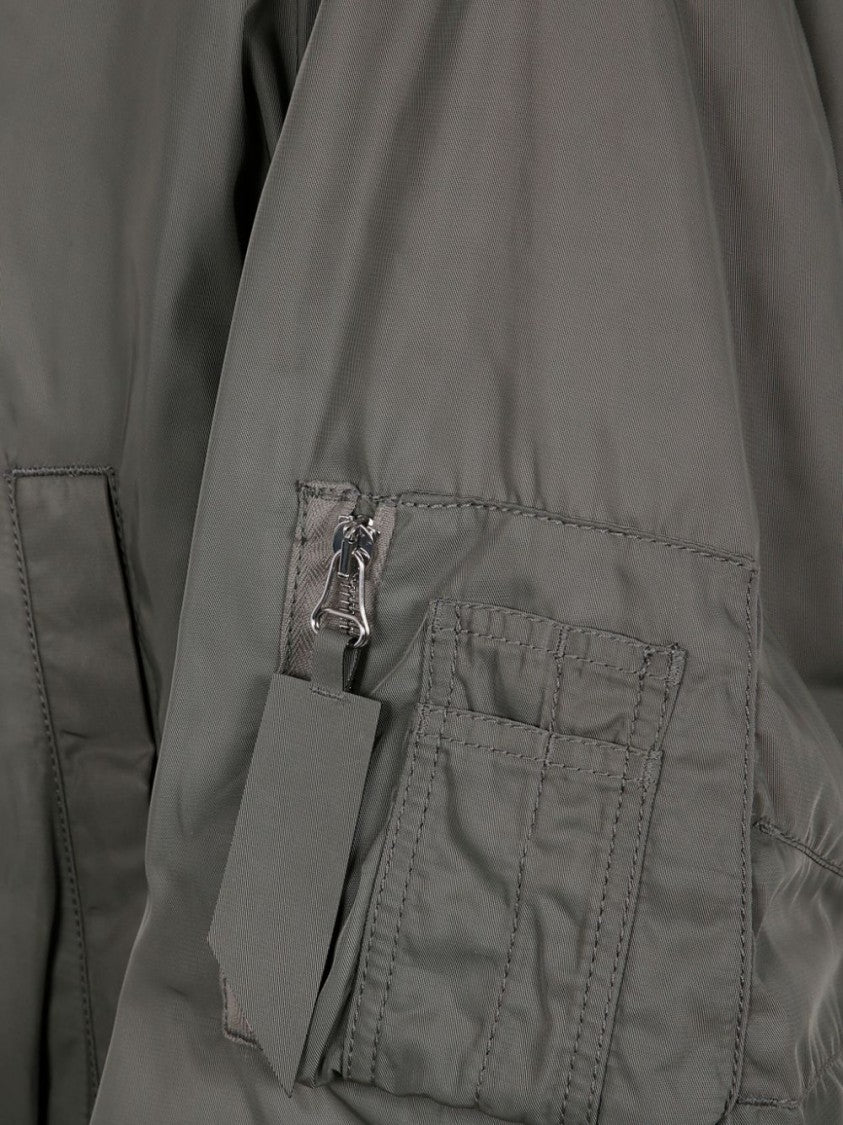 The Attico Olive Green Bomber Jacket With Baseball Collar