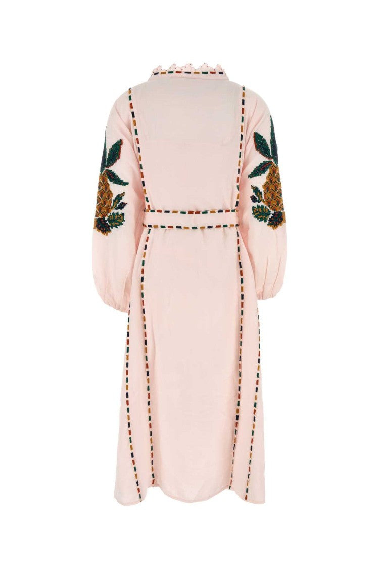 Farm Rio Pastel Pink Linen Blend Dress