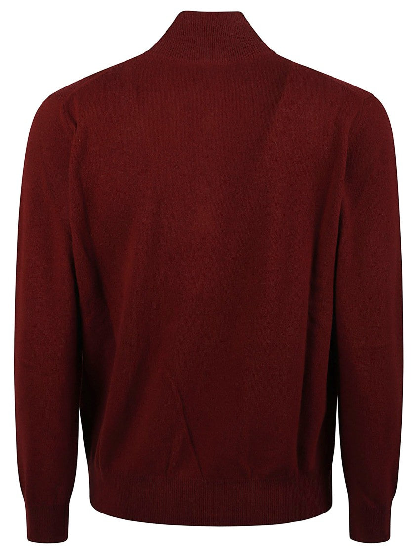 Altea Burgundy Half-Zip Virgin Wool Sweater