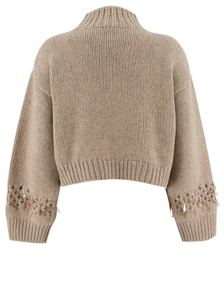 Brunello Cucinelli Cropped Wool Jumper With Textured Knit