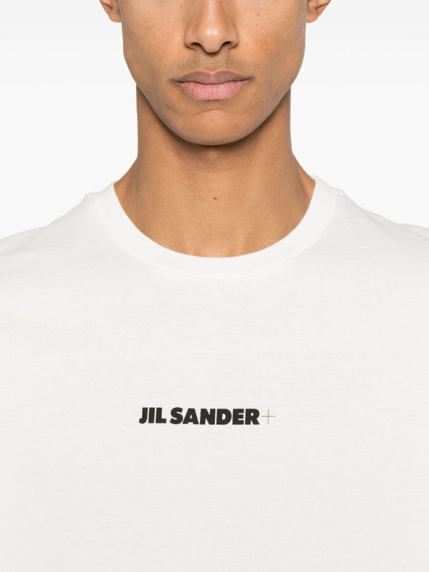 Jil Sander Porcelain Cotton Jersey Crewneck T-Shirt With Logo