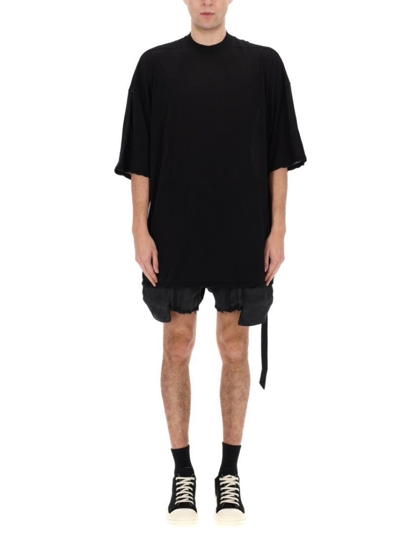 Drkshdw By Rick Owens Black Tommy T Asymmetrical Hem T-Shirt