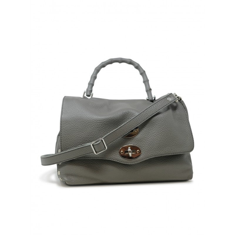 Zanellato Grey Montebianco Postina Daily S Bamboo Leather Handbag