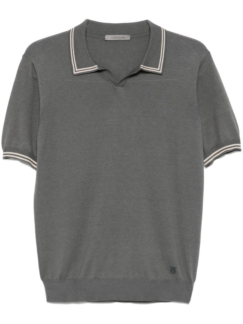 Corneliani Short-Sleeved Polo Sweater In Silk