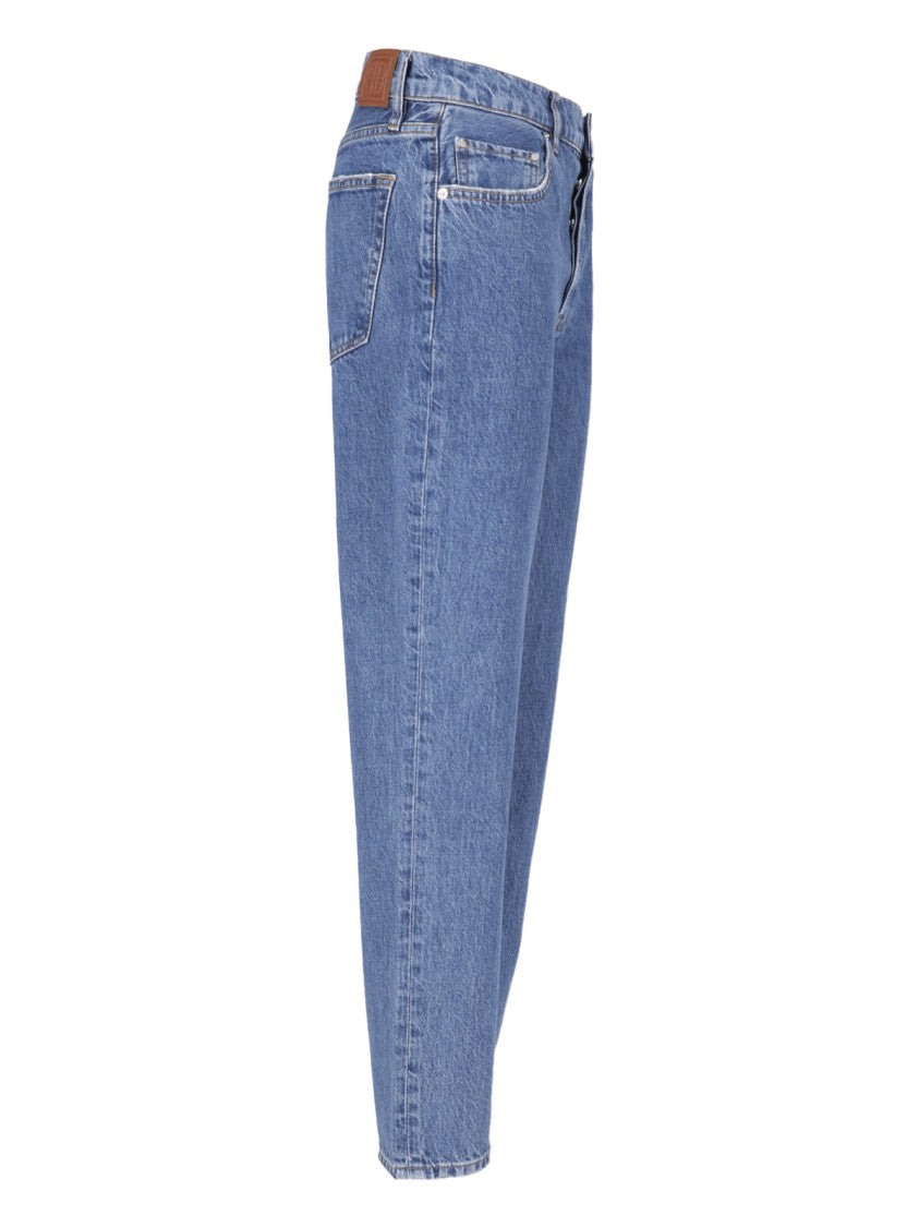 Anine Bing Blue Kate Regenerated Cotton Denim Straight-Leg Jeans