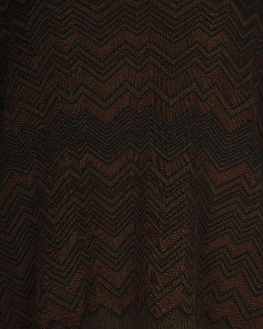 Missoni Chevron Pattern Oversized Knit Sweater In Brown