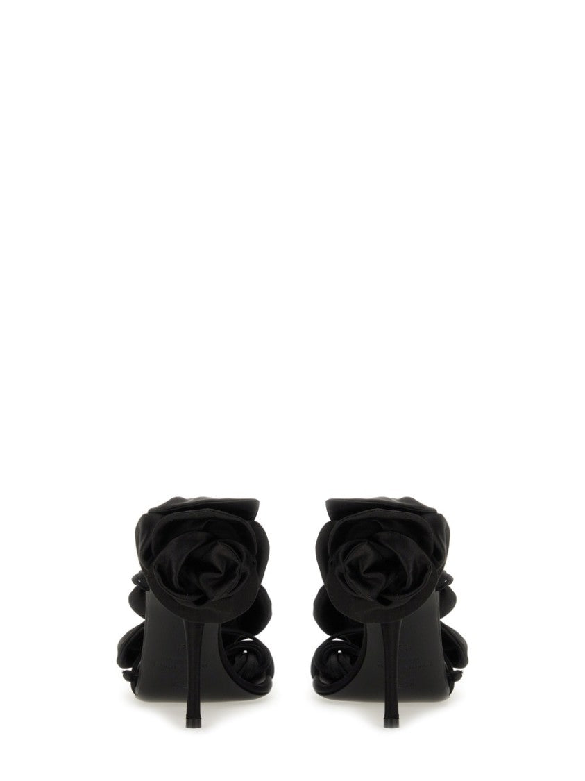 Magda Butrym Floral-Embellished Satin Sandals