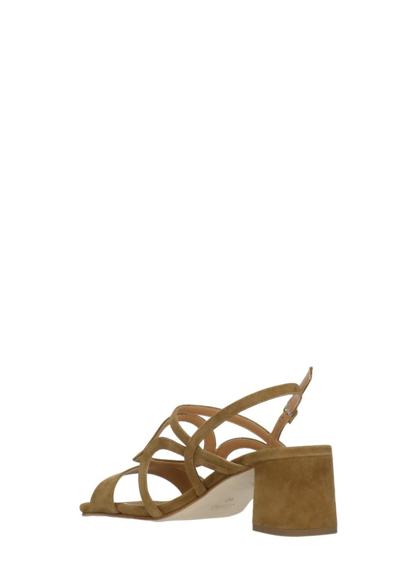 Juilie Dee Brown Crossed Bands Suede Sandals
