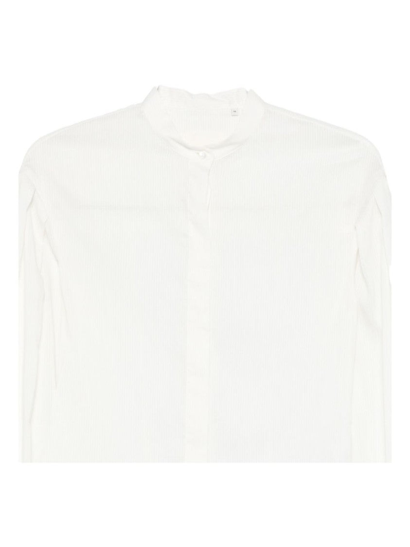 Xacus Long-Sleeved White Blouse With High Neckline