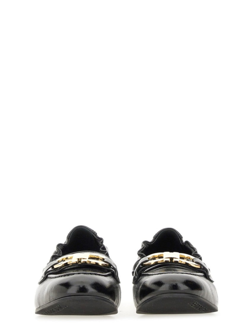 Ferragamo Moc Toe Gold Bit Leather Loafers