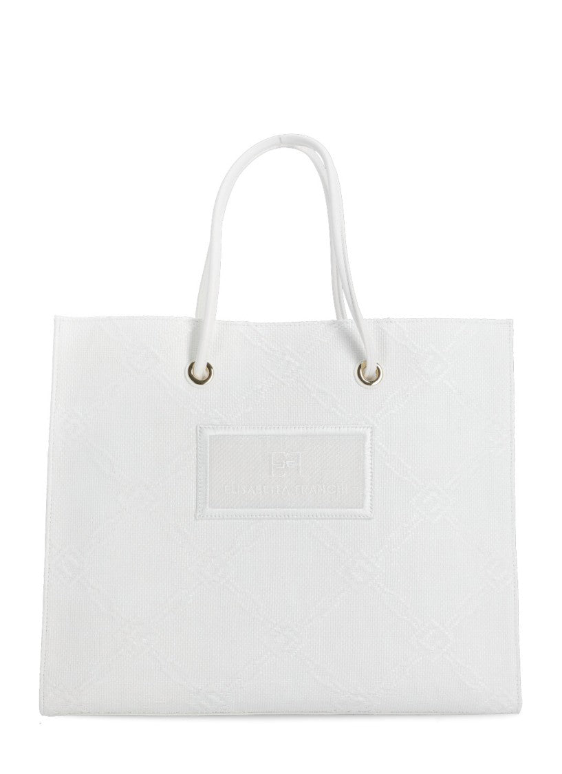 Elisabetta Franchi White Tote Rafia Bag