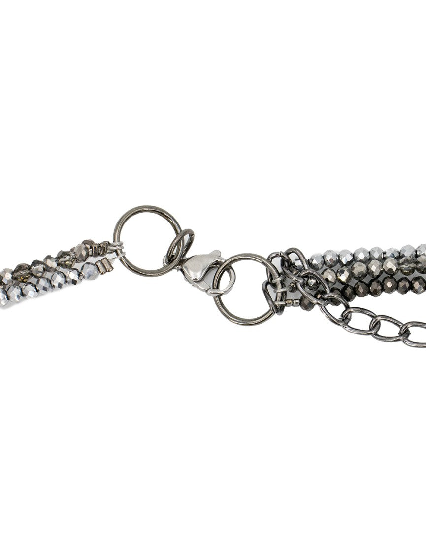Panicale Multi-Strand Necklace With Faceted Beads In Silver