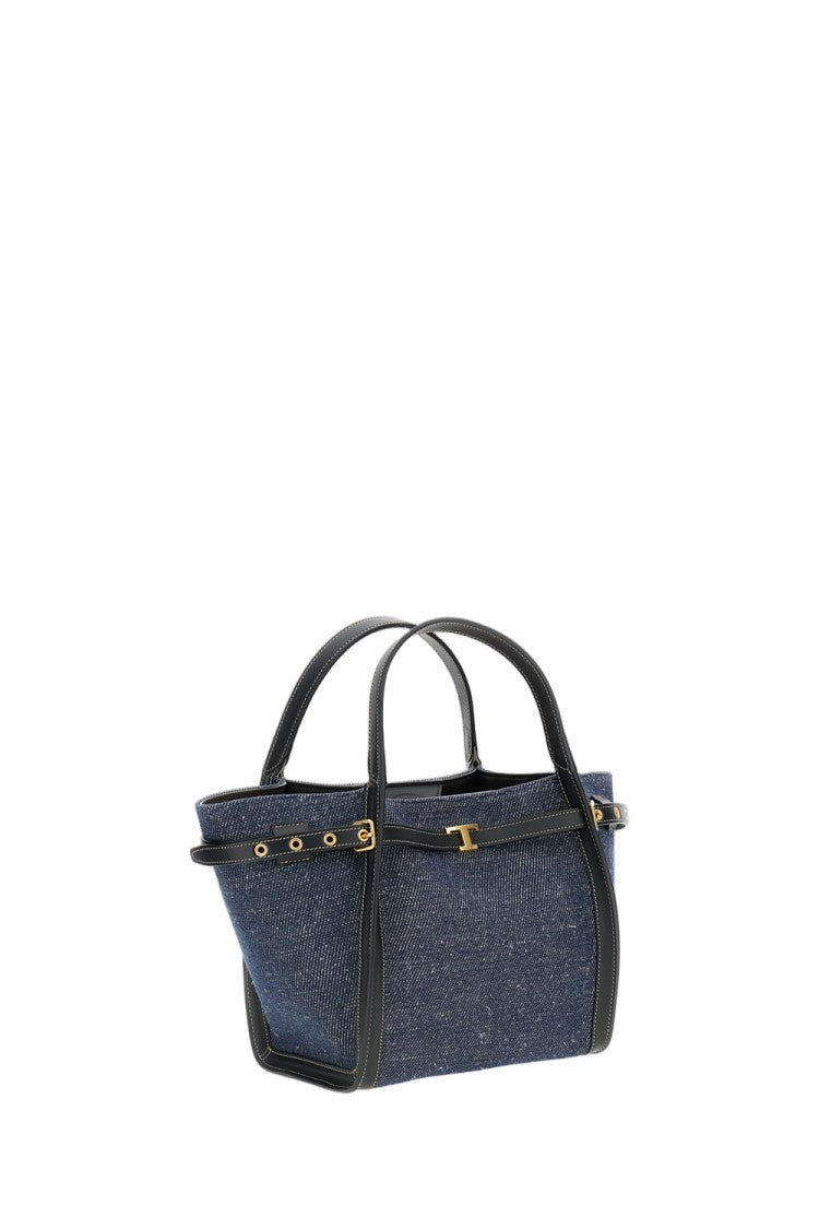 Tod's Structured Fabric Shopping Bag With Leather Accents