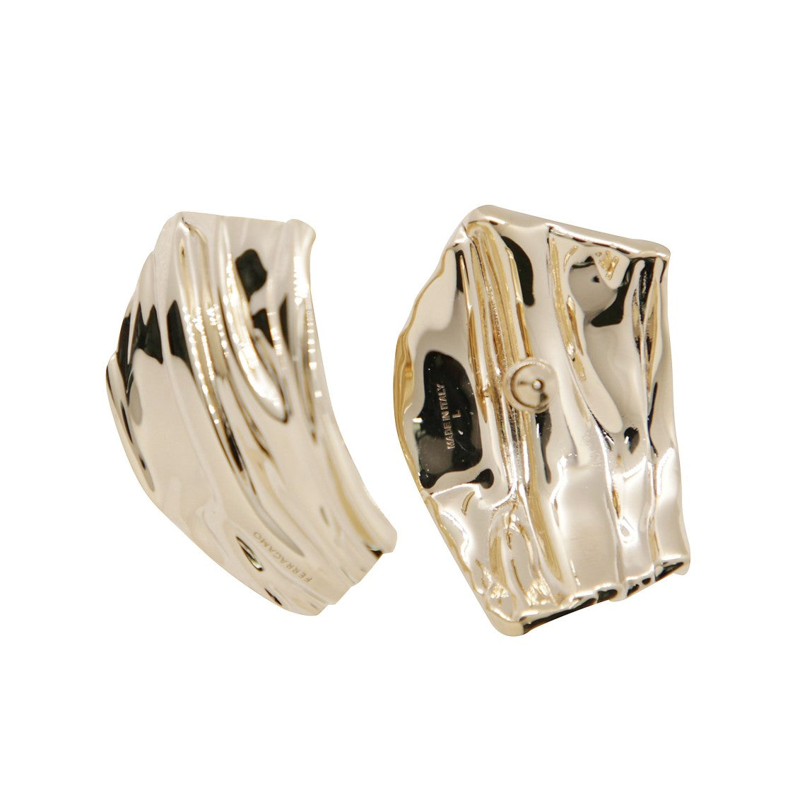 Ferragamo Gold Asymmetric Draped Earrings