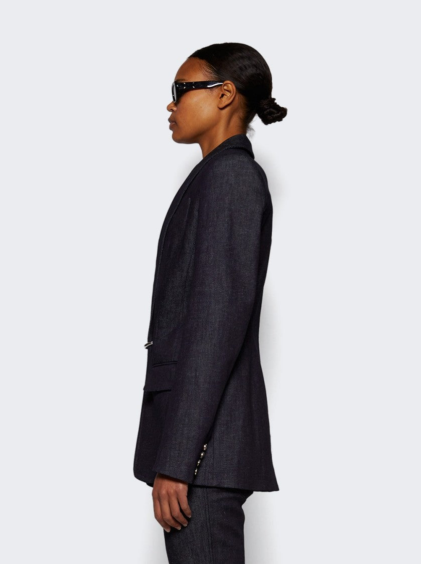 Mugler Pierced Tailored Jacket Raw Blue