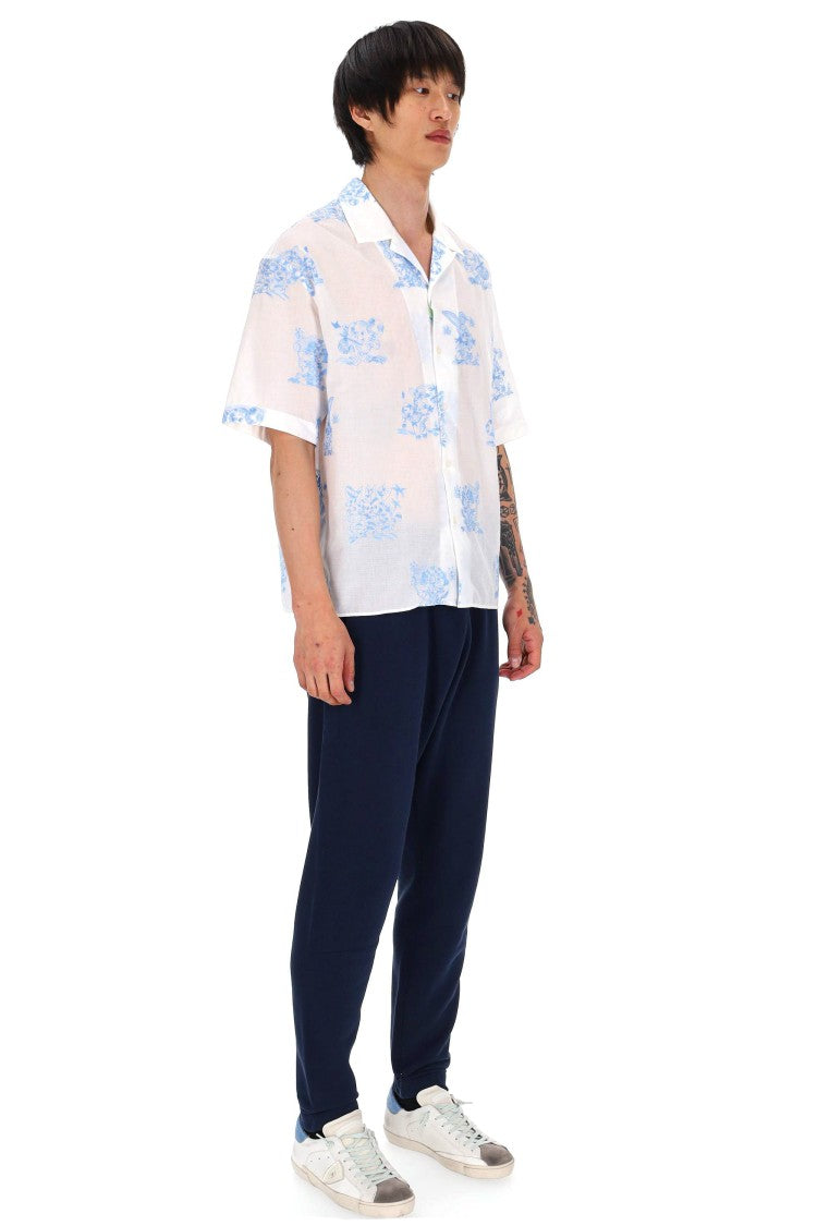 Kenzo Cartoon Hawaiian Embroidered Cotton Casual Shirt