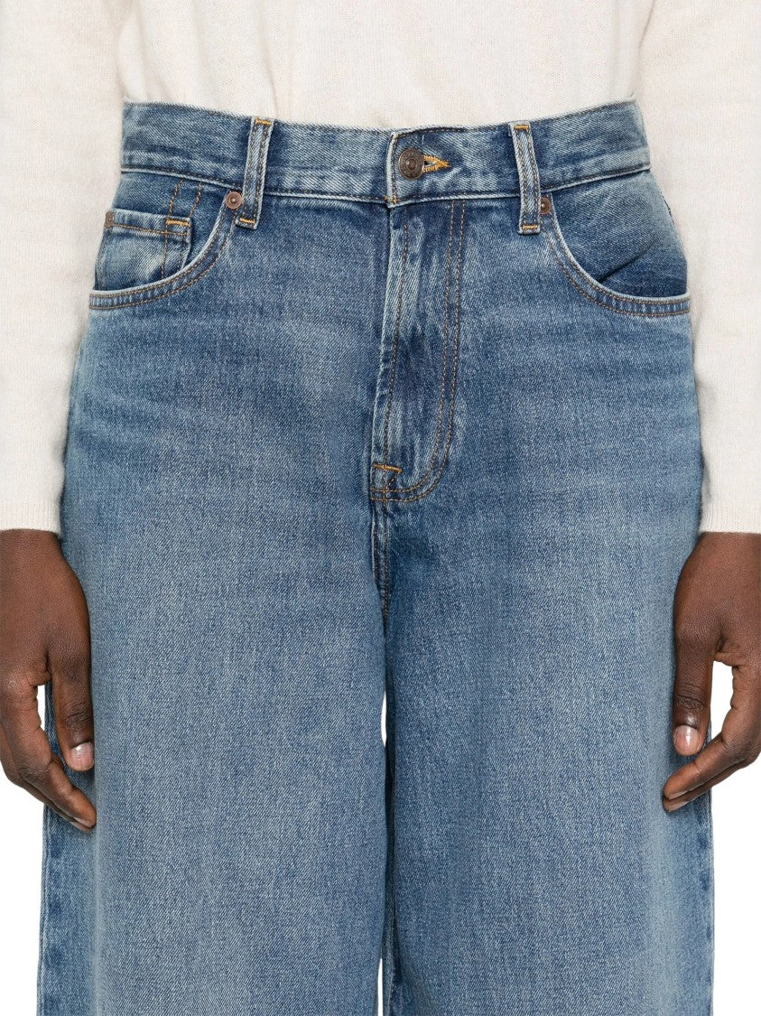 7 For All Mankind Baggy Light Blue Denim Jeans With High Waist
