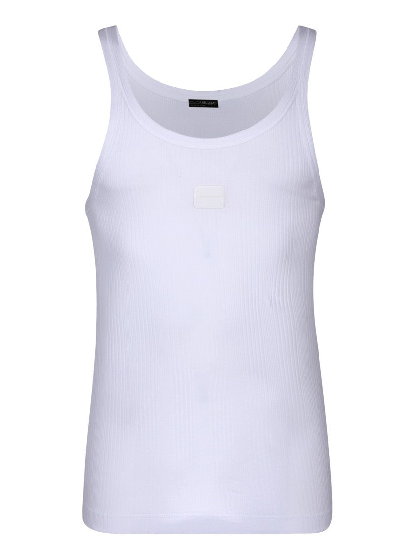 Dolce & Gabbana Classic Fit White Sweater With Logo Patch