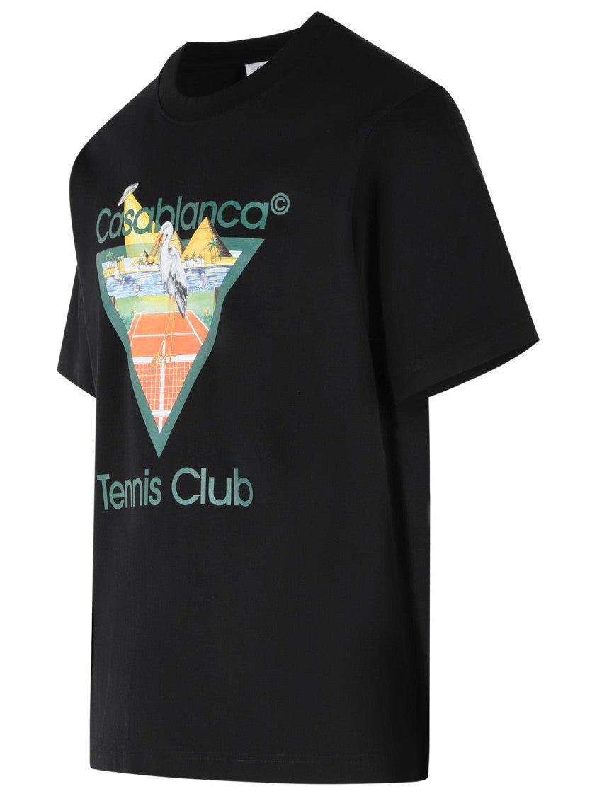 Casablanca 'Tennis Club Triangle' Black Cotton T-Shirt