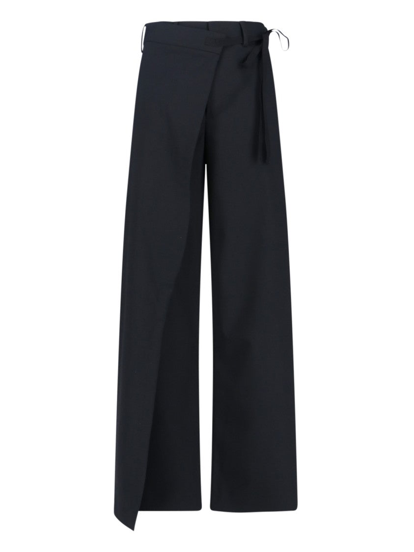 Mm6 By Maison Margiela Tailored Black Trousers With Front Tie Detail