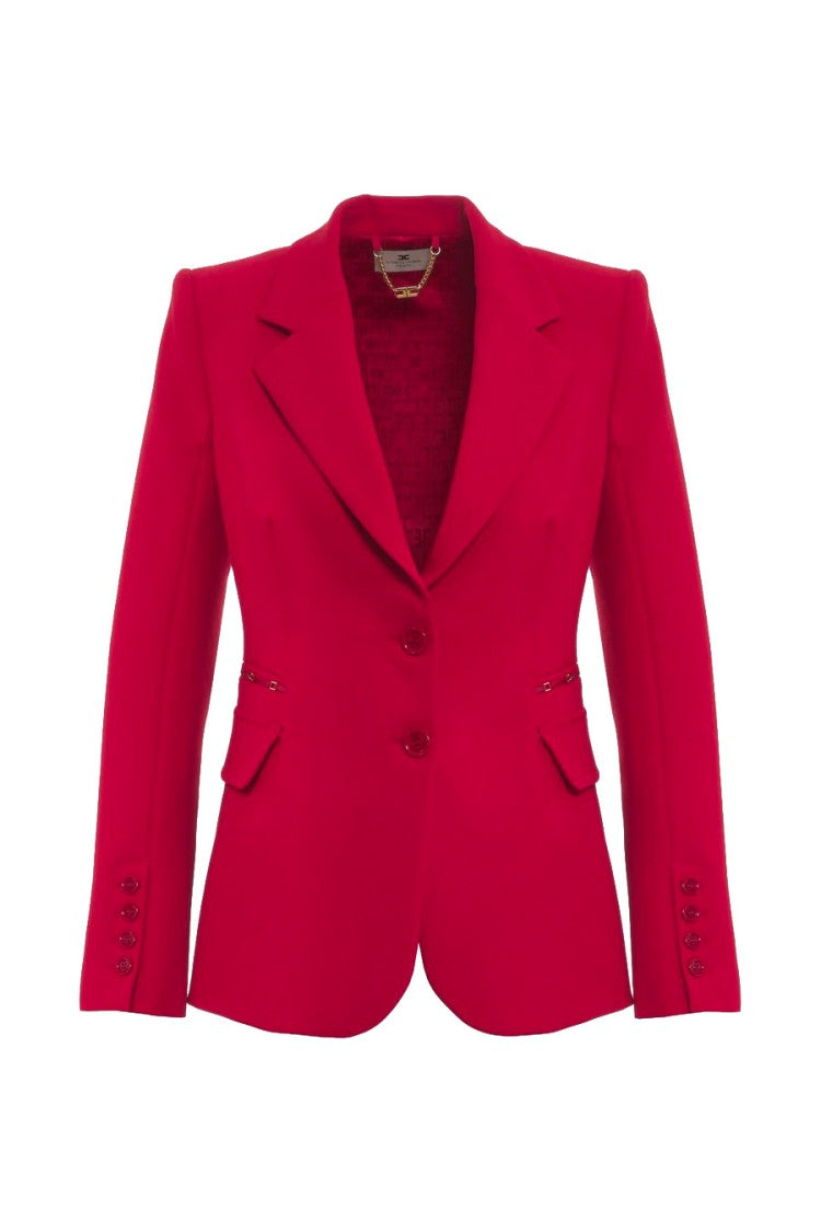 Elisabetta Franchi Red Two-Button Polyester-Blend Blazer