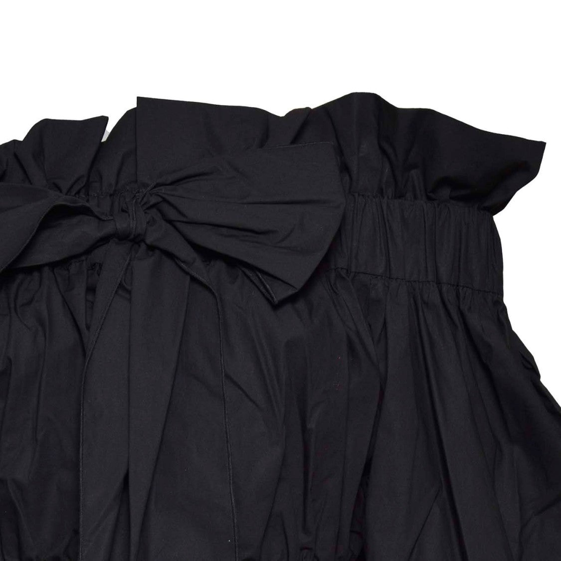 Patou Black Cotton Cropped Top With Bow