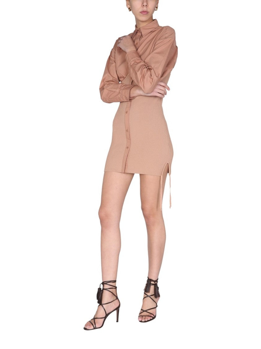 Andreâdamo Pointed Collar Mini Dress