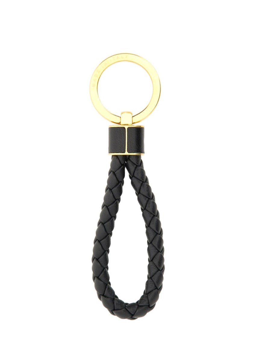 Bottega Veneta Intricately Woven Leather Keychain